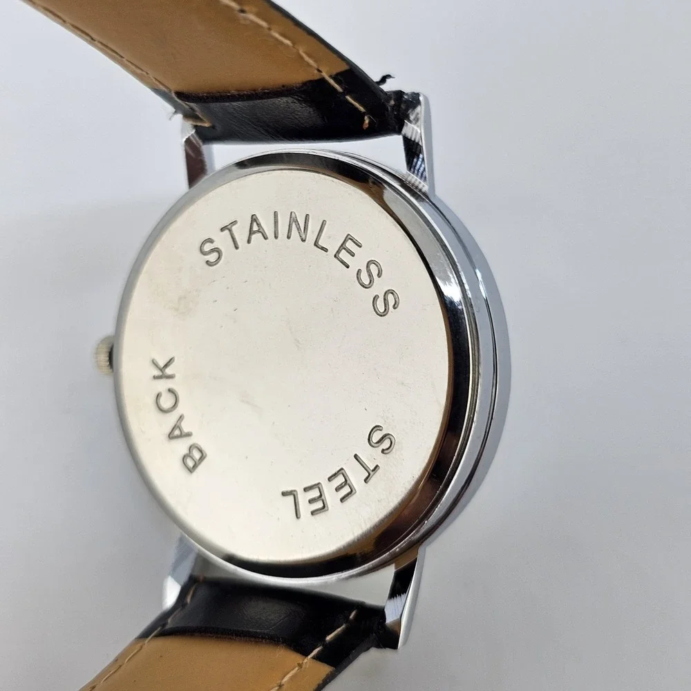 Now Is A Good Time Women's Watch 38MM White Dial Black Leather Bands NEW Battery